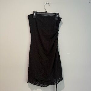 Garage | Dresses | Garage Black Faux Leather Strapless Dress | Poshmark
